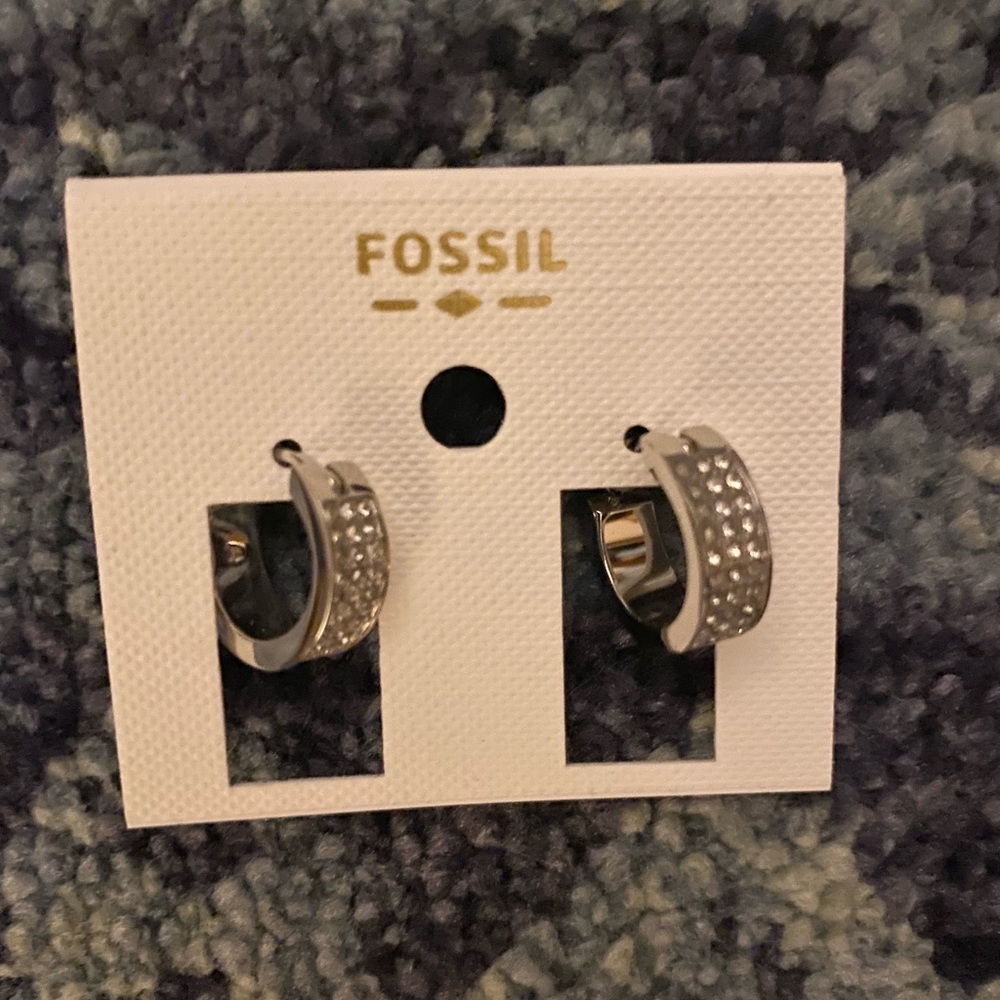 Fossil Silver Studded Hoops